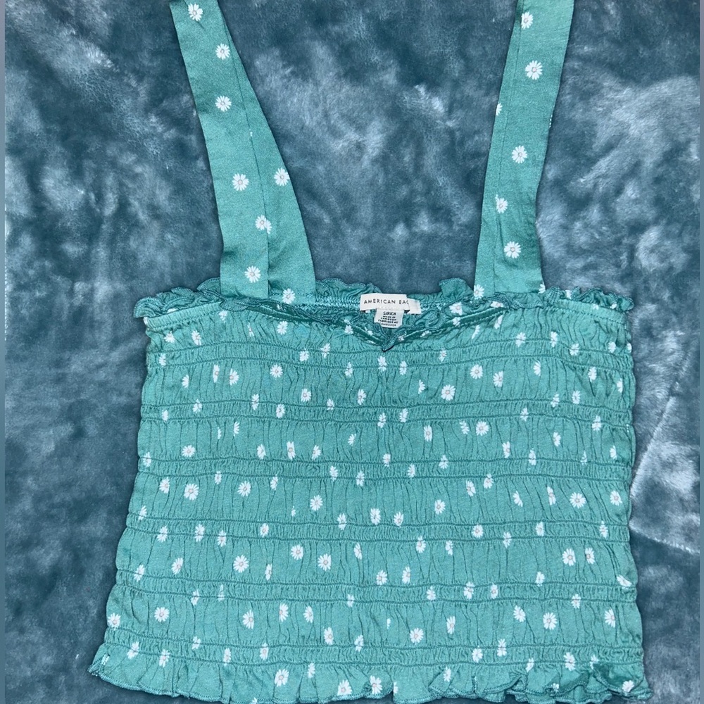 American Eagle // Green Floral Tank Top